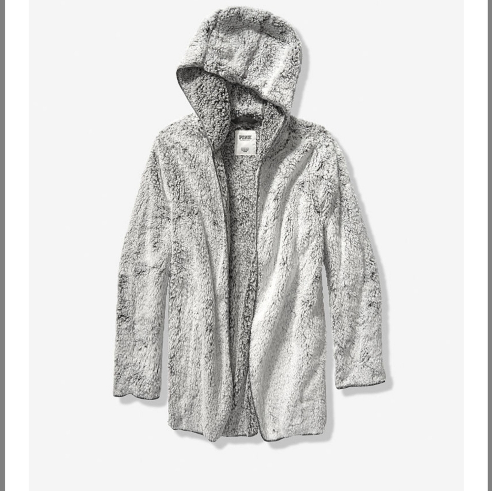 VS Pink Sherpa Cardigan Clay Gray sz XS/S NEW - Picture 1 of 2